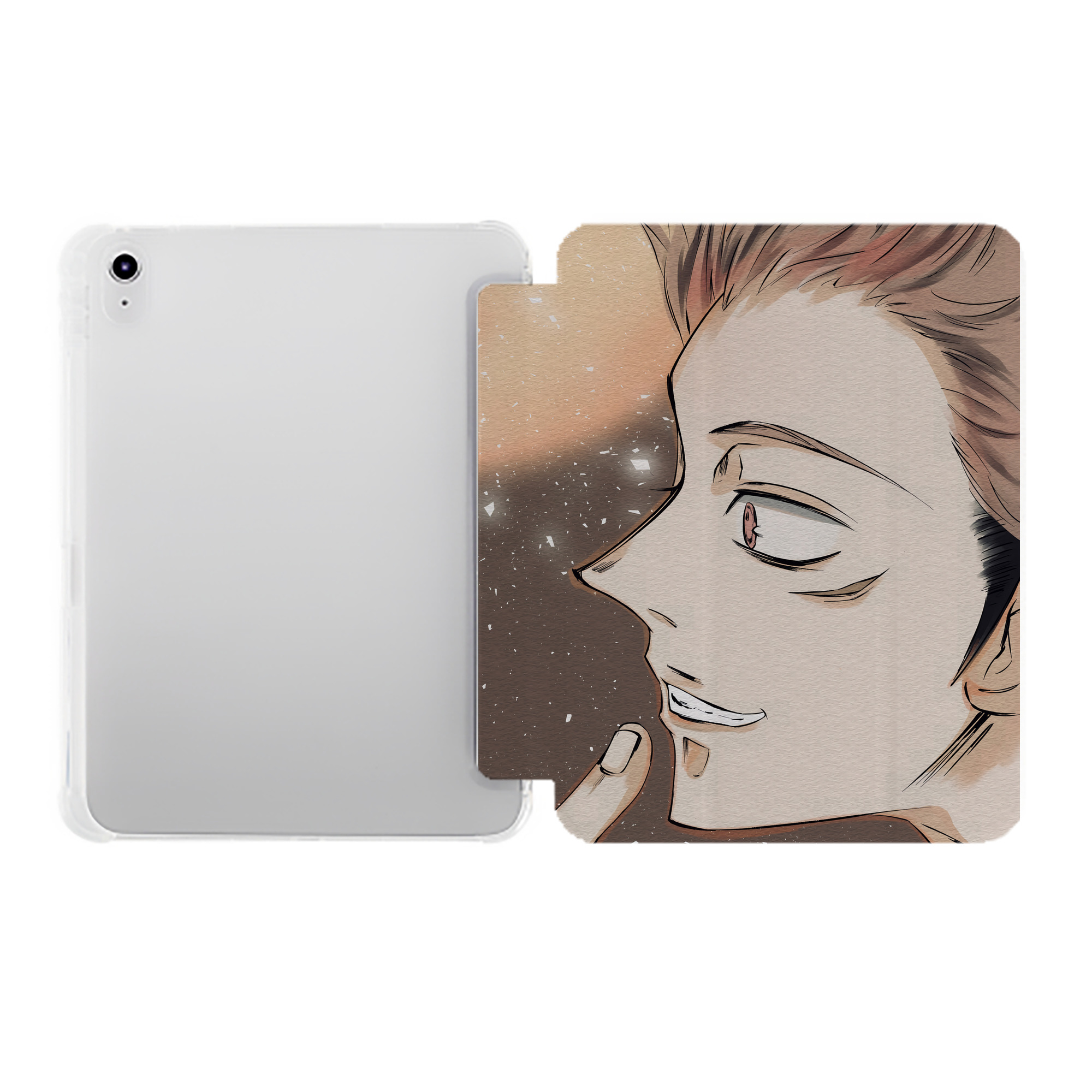 （画像用） 呪術廻戦 Jujutsu Kaisen IPad ケース ペン収納付き 三つ折りスタンド PUレザー×シリコン 対応機種9.5/10.5/10.9インチ
